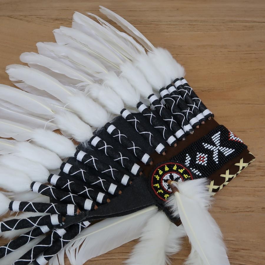 インディアンハット ホワイト ショート ウォーボンネット 羽帽子