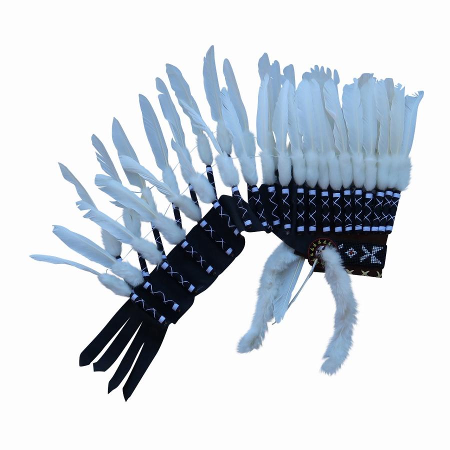 インディアンハット ホワイト ミディアム ウォーボンネット ネーティブ