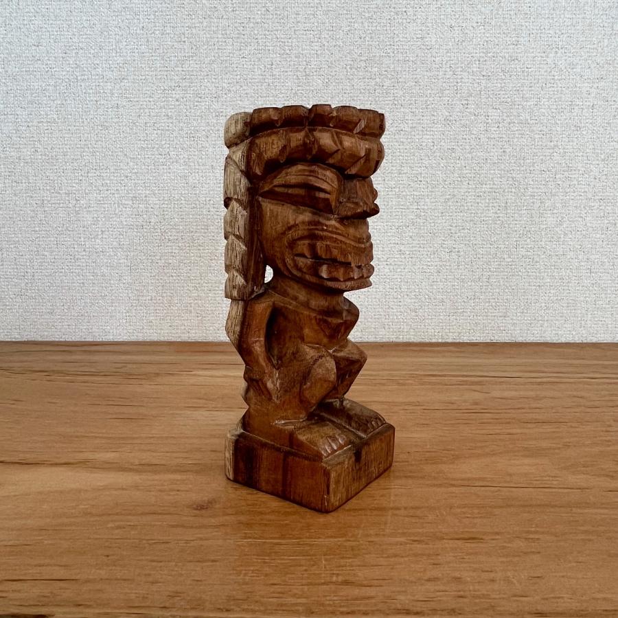 ティキの木彫りの置物 カナロア TIKI KANALOA 20cm ナチュラル 木製