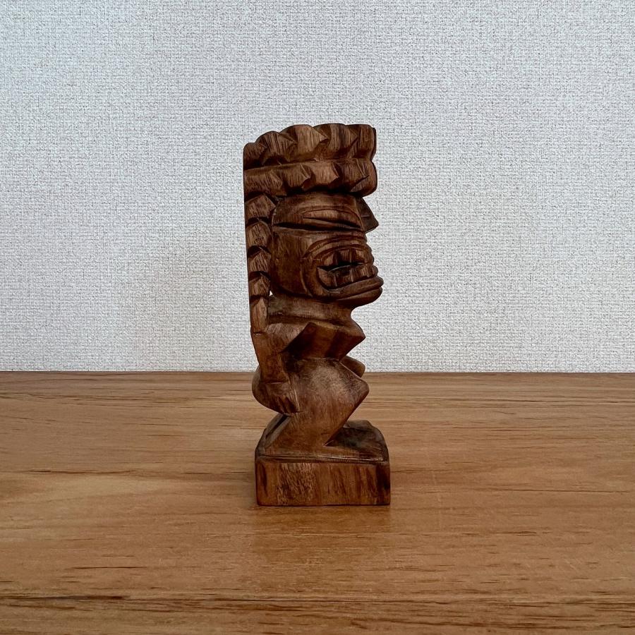 ティキの木彫りの置物 カナロア TIKI KANALOA 20cm ナチュラル 木製