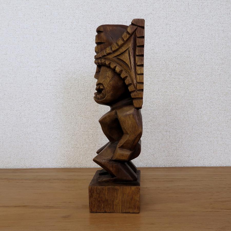 ティキの木彫りの置物 TIKI Winner 30cm 木製スワール無垢材