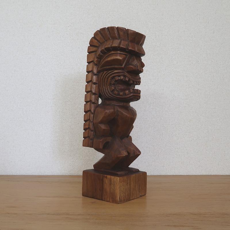 ティキの木彫りの置物 カナロア TIKI KANALOA 40cm 木製スワール無垢材