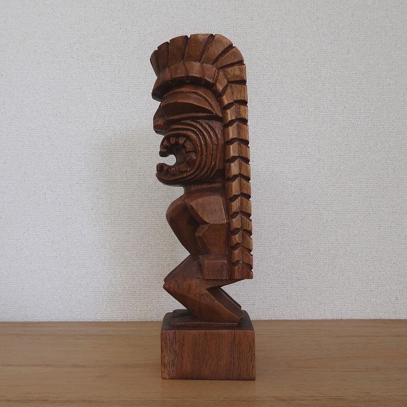 ティキの木彫りの置物 カナロア TIKI KANALOA 40cm 木製スワール無垢材