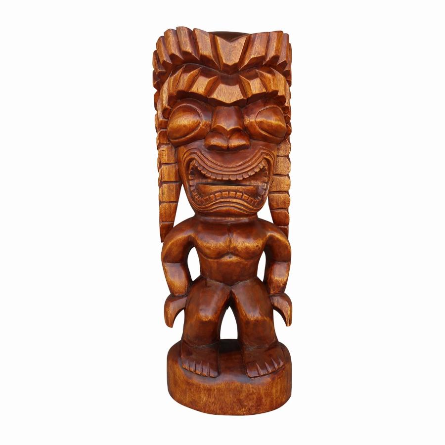 木の置物 約145cm×約100cm ティキの木彫り TIKI KU 100cm 木製スワール無垢材 1m ハワイアン雑貨