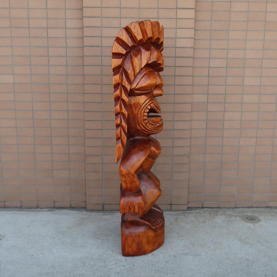 ティキの木彫り TIKI KU 100cm 木製スワール無垢材 1m ハワイアン雑貨 