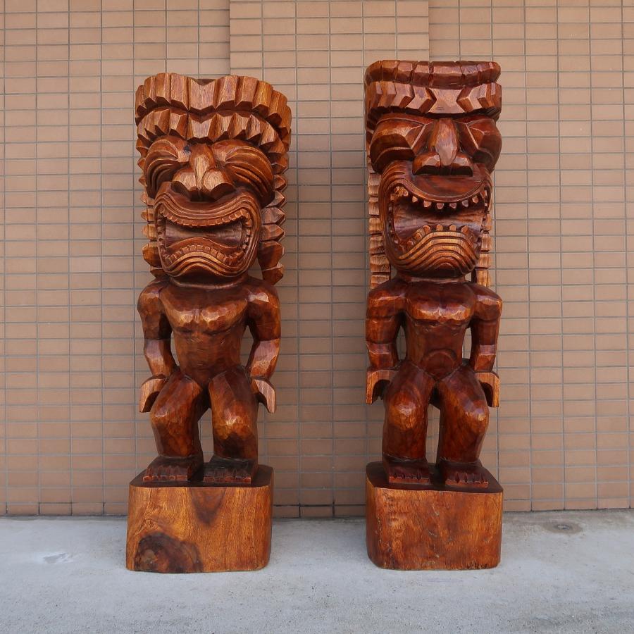 ティキの木彫り ティキ カナロア TIKI KANALOA 120cm 木製スワール無垢