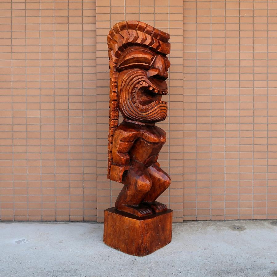 ティキの木彫り ティキ カナロア TIKI KANALOA 120cm 木製スワール無垢
