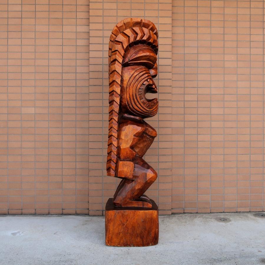 ティキの木彫り ティキ カナロア TIKI KANALOA 120cm 木製スワール無垢