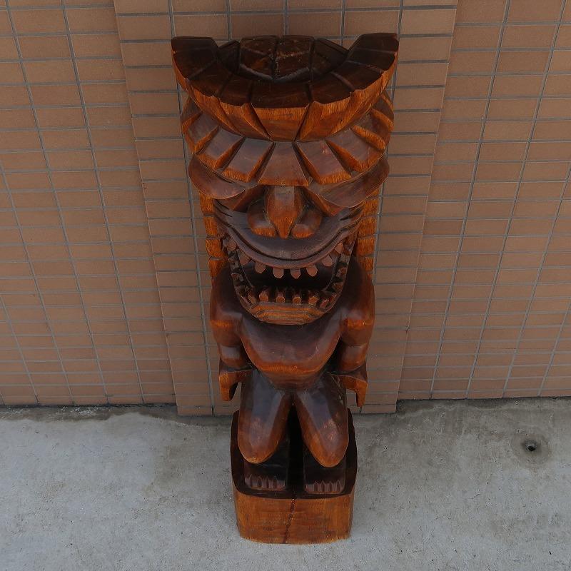 2010円 最大の割引 ティキの木彫りの置物 カナロア TIKI KANALOA 40cm 木製スワール無垢材YSA-350150
