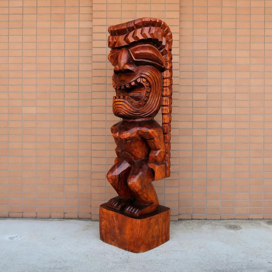 ティキの木彫り ティキ カナロア TIKI KANALOA 120cm 木製スワール無垢
