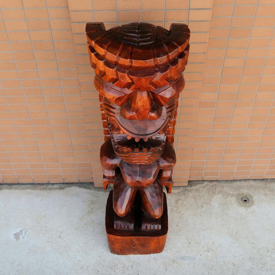 ティキの木彫り ティキ カナロア TIKI KANALOA 120cm 木製スワール無垢