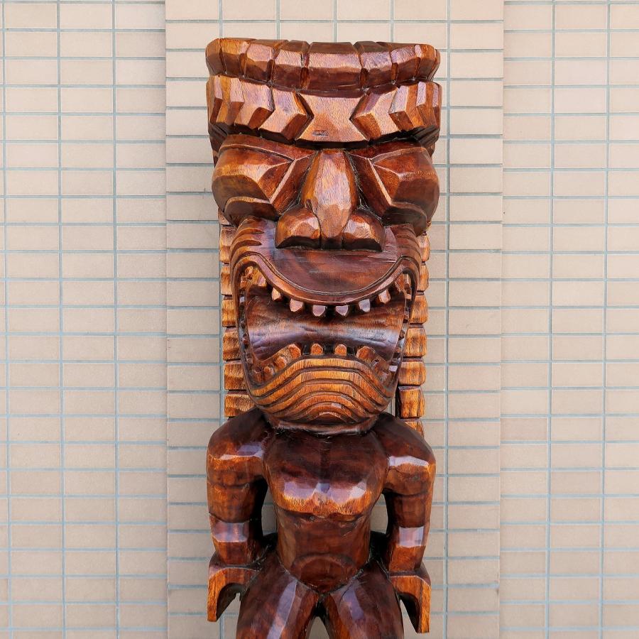 ティキの木彫り ティキ カナロア TIKI KANALOA 120cm 木製スワール無垢