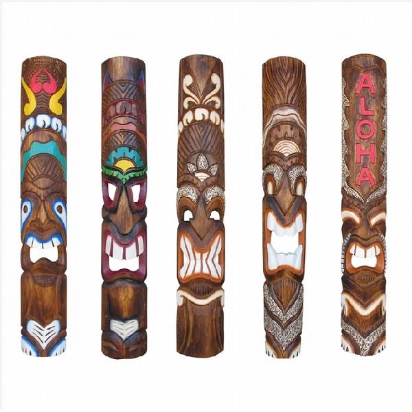 TIKI ティキの木彫りのレリーフ ティキマスク 1m ハワイアン雑貨