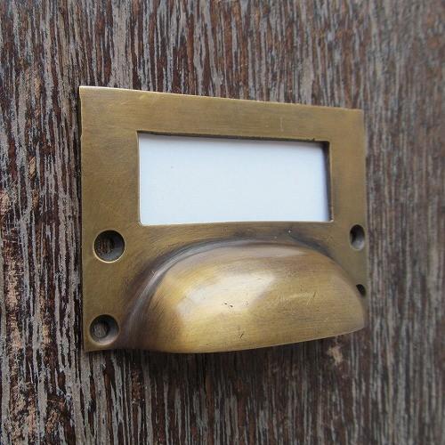 ネームプレート ハンドル 家具の取っ手 真鍮製 アンティーク調 I-003