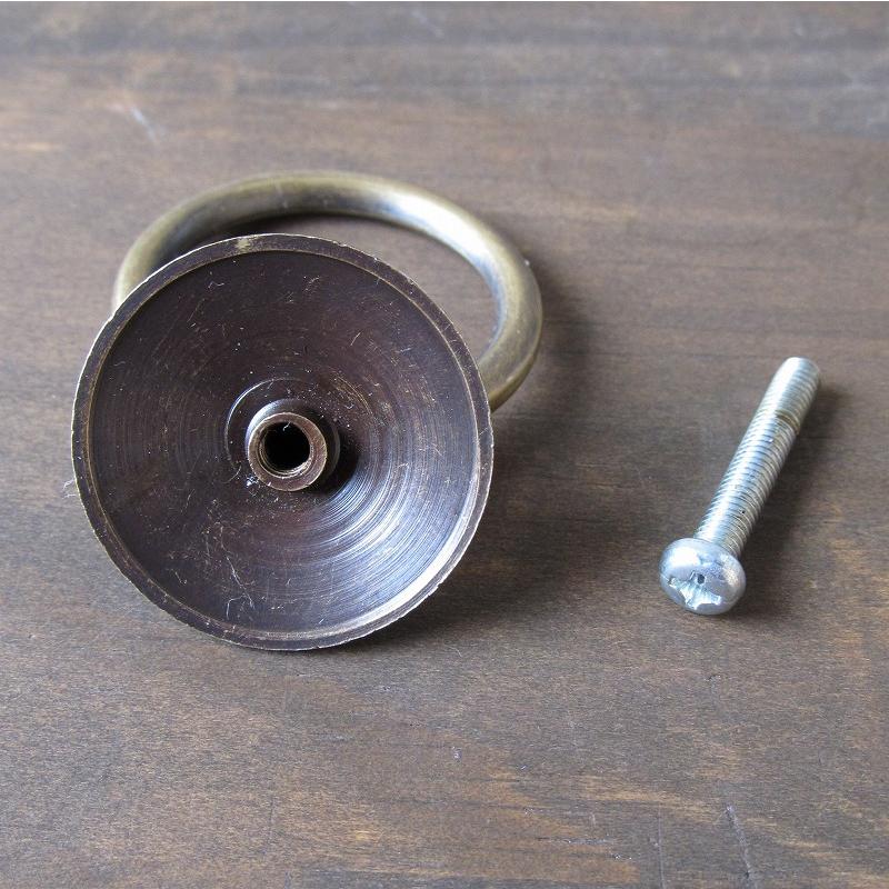 家具の取っ手 真鍮製 アンティークゴールド リングハンドル P-016