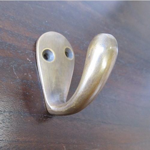 壁掛けJ字フック 真鍮製 アンティーク調 U-035【メール便OK】【吊り