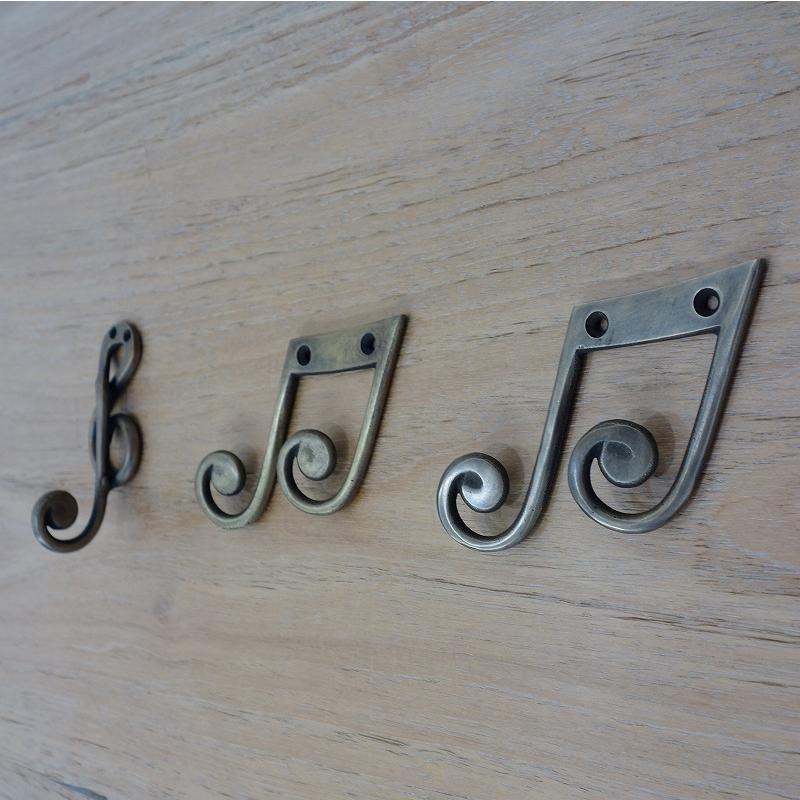 音符フック 八分音符 真鍮製 壁掛け吊り下げフック アンティーク調 JBL