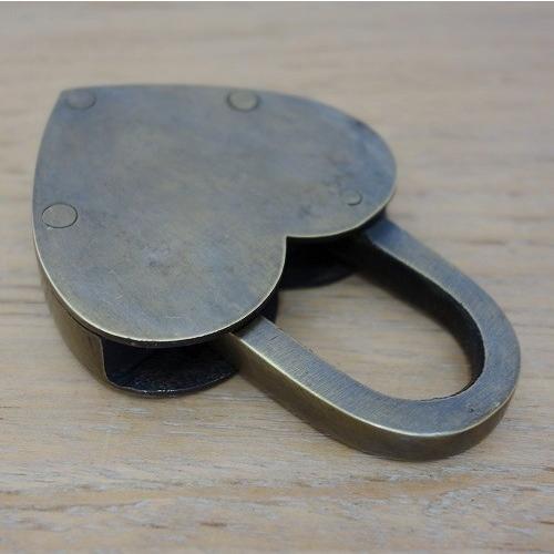 南京錠 真鍮製 ハート型 X-051 アンティーク調 【ヨーロピアン雑貨 鍵