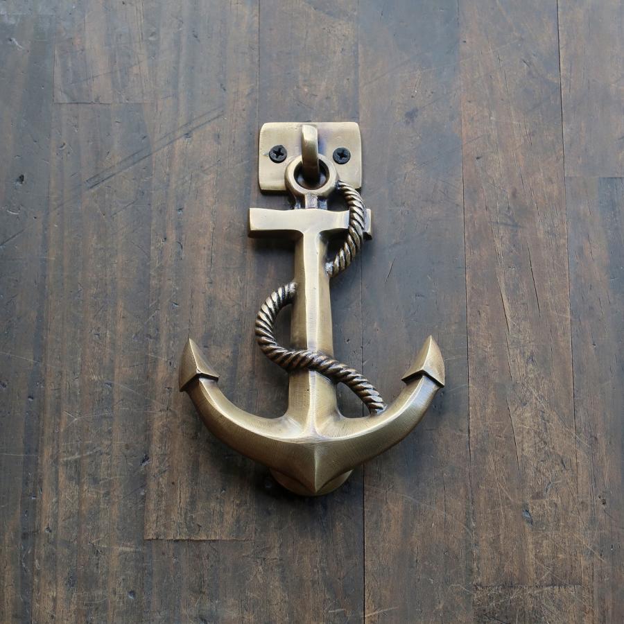 スペシャル！アンティーク！イカリ　アンカー イカリのドアノッカー ドアノック 玄関 真鍮製 アンティーク調