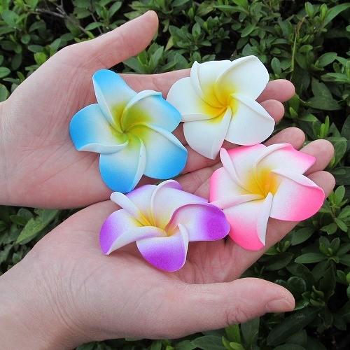 プルメリアの造花 ウレタン製7cm ピンク ホワイト ブルー パープル