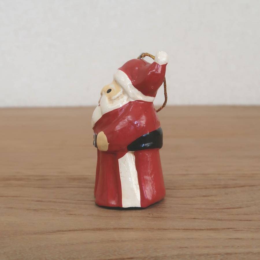 サンタクロースの木彫りオブジェ 吊り下げ 8.5cm アンティーク調