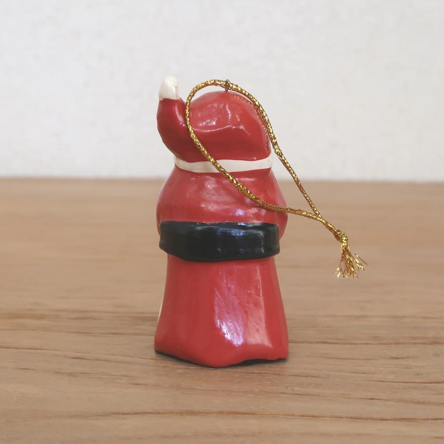 サンタクロースの木彫りオブジェ 吊り下げ 8.5cm アンティーク調