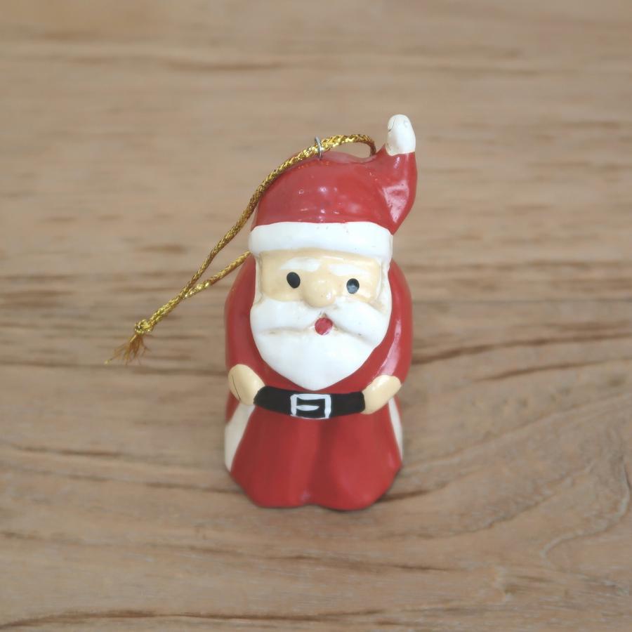 サンタクロースの木彫りオブジェ 吊り下げ 8.5cm アンティーク調