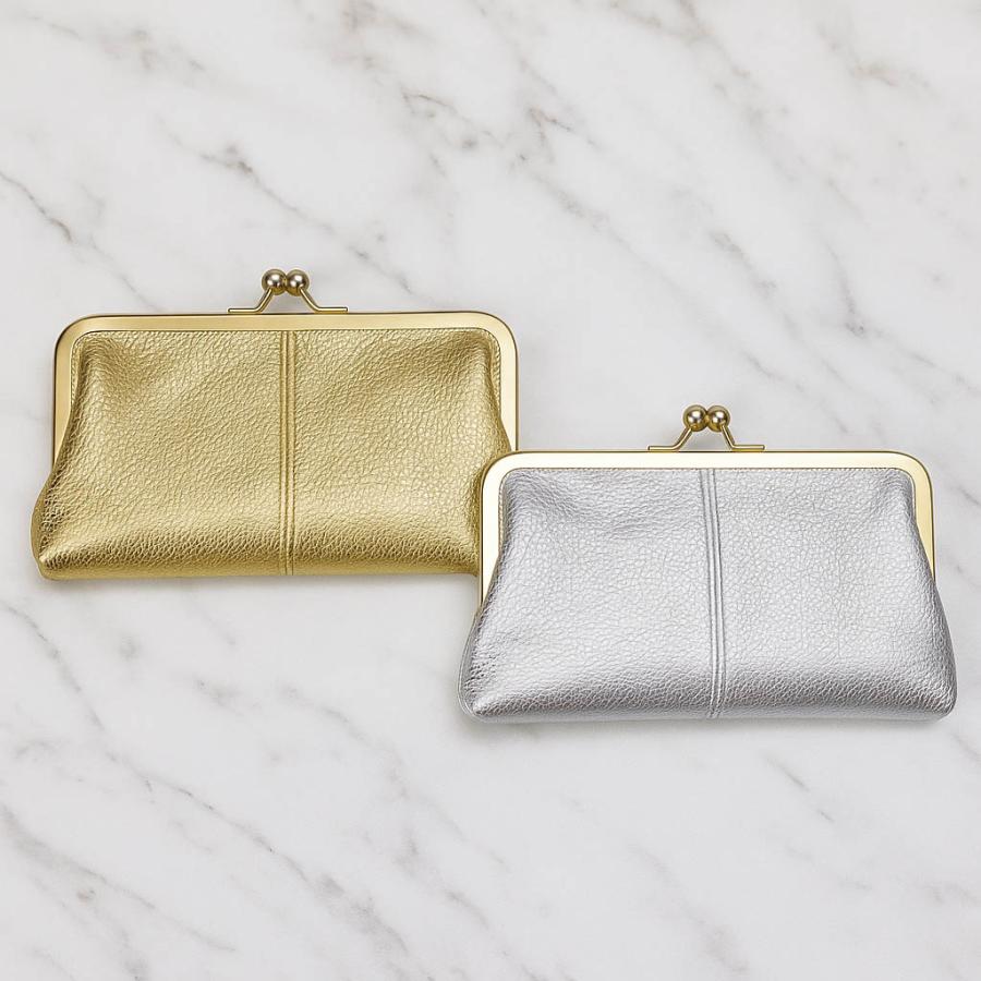 がま口長財布 本革 ゴールド シルバー 金運 レディース がまぐち財布 がまぐち 小銭 長財布 軽い レザー 大容量 カード お札 サイフ かわいい おしゃれ | 