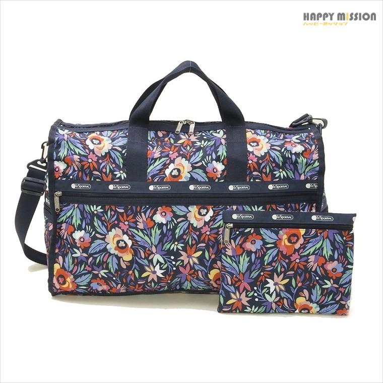 良好品 レスポートサック Lesportsac ネイビーマルチ柄 E187 Pareo 7185 Weekender Large ボストンバッグ レディース バッグ Affaires Sociales Gouv Cg