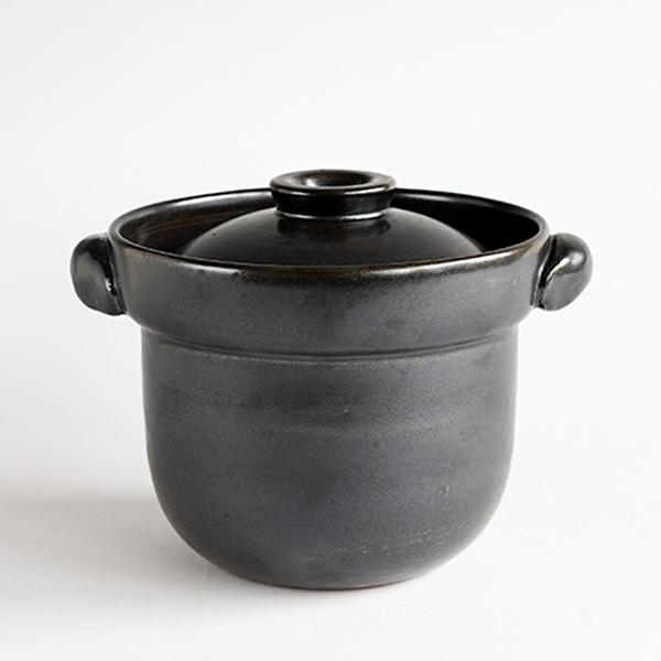 信楽焼 陶器 土鍋 ごはん いっぺん食べとくれ4合炊き（黒色） 食器