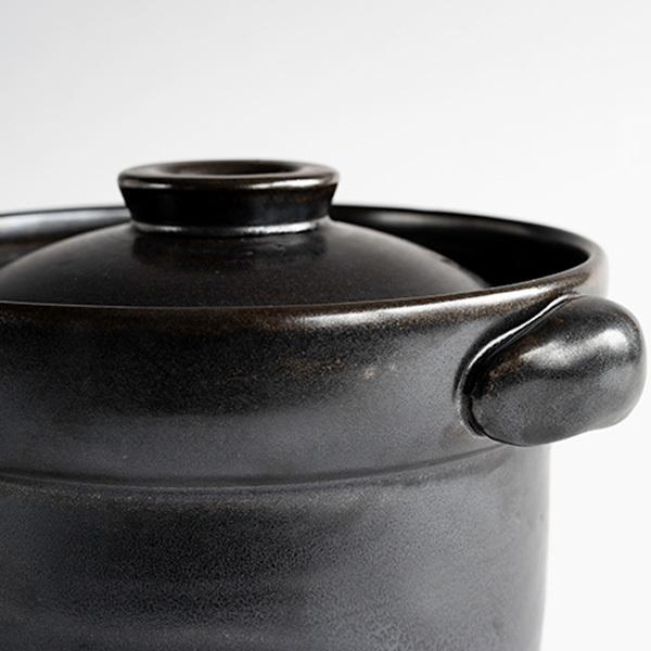 信楽焼 陶器 土鍋 ごはん いっぺん食べとくれ4合炊き（黒色） 食器