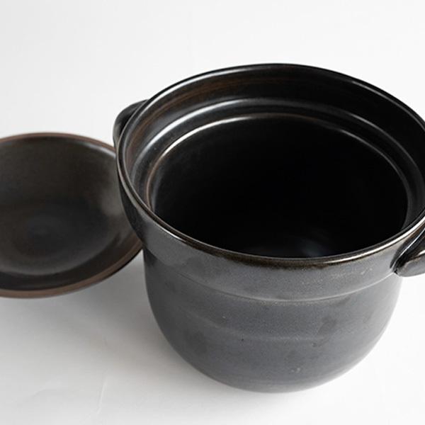 信楽焼 陶器 土鍋 ごはん いっぺん食べとくれ4合炊き（黒色） 食器