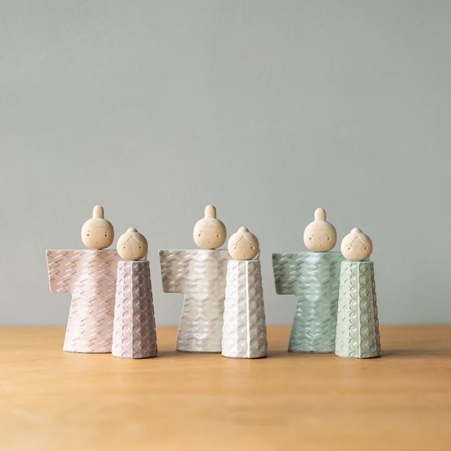 明山陶業 hina 信楽焼 陶雛人形 いわい ひな祭り オブジェ 陶器 : AORA