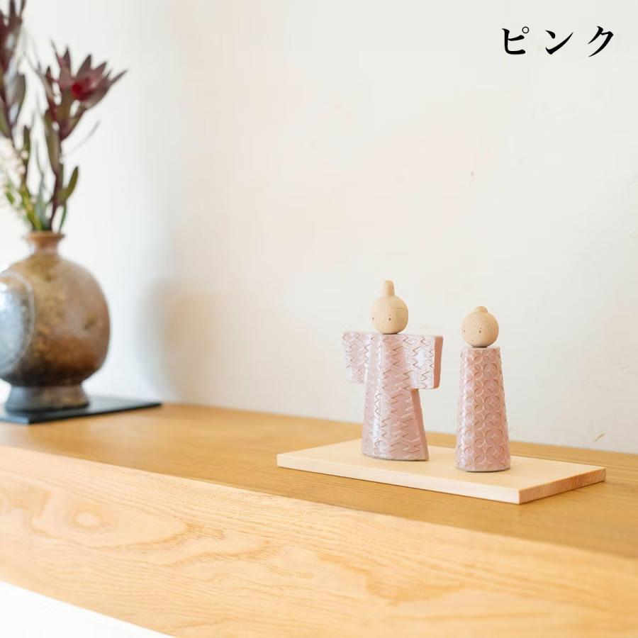 明山陶業 hina 信楽焼 陶雛人形 いわい ひな祭り オブジェ 陶器 : AORA