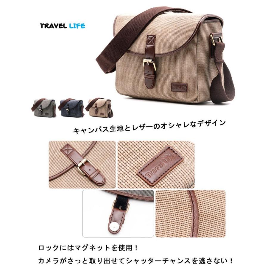 カメラバッグ ショルダータイプ カメラ女子に最適 一眼レフ ミラーレス一眼レフ用 最大本体プラス2レンズ収納可能 レビューで送料無料|asianzakka|16