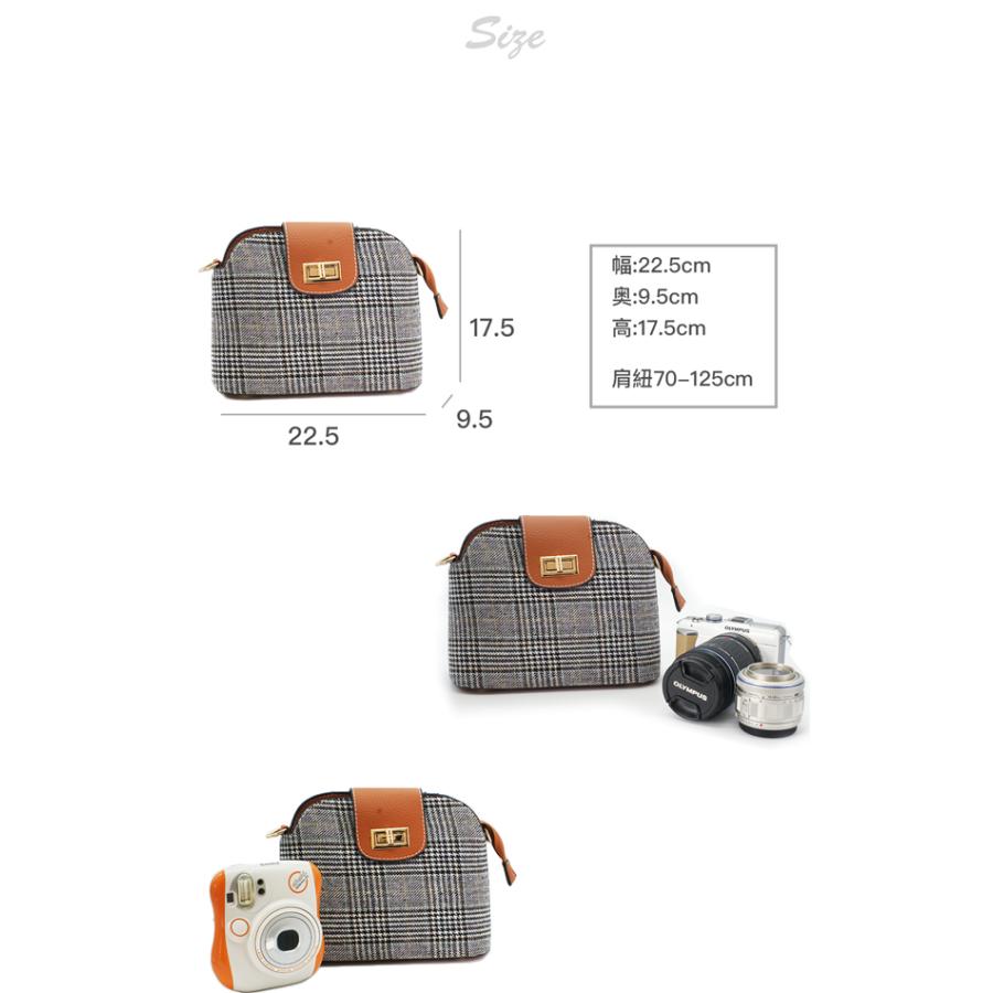 送料無料】ミラーレス一眼レフ instax チェック & レザー バッグ