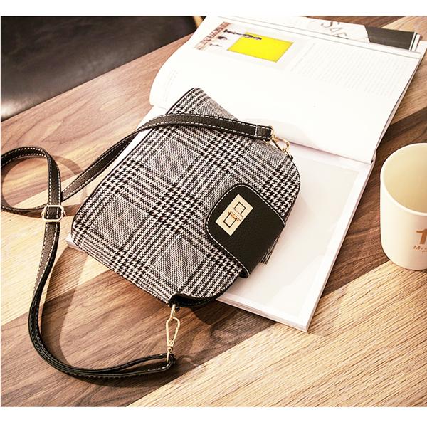 送料無料】ミラーレス一眼レフ instax チェック & レザー バッグ