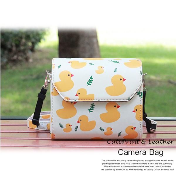 送料無料】うし柄 あひる柄 一眼レフ カメラケース レザーカメラケース