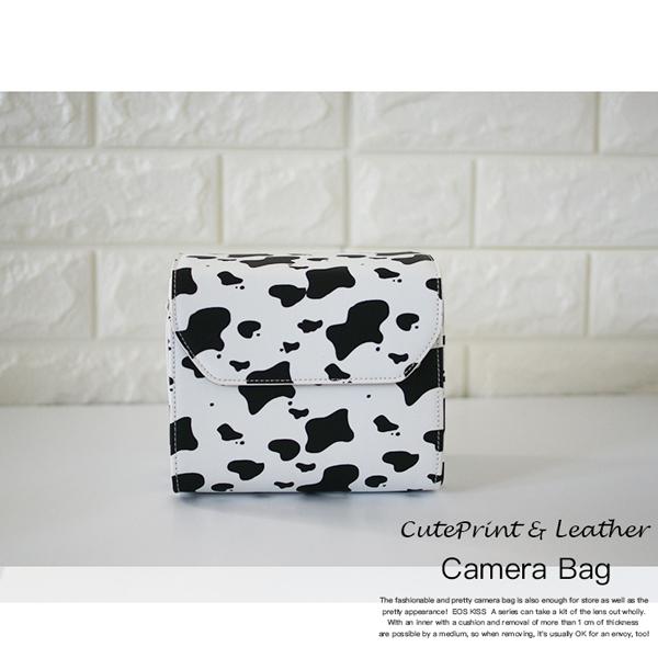送料無料】うし柄 あひる柄 一眼レフ カメラケース レザーカメラケース