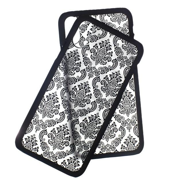 iPhoneXs iPhoneXケース ダマスク柄 タトゥー風デザイン セミクリア