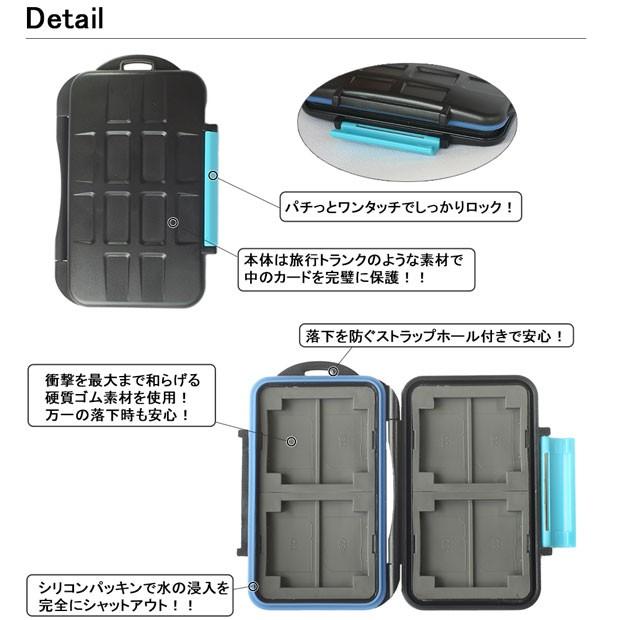 防水メモリーカードケース SDカード CFカード対応 衝撃に強いハード