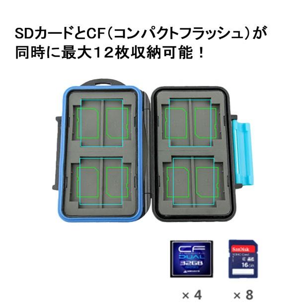 防水メモリーカードケース SDカード CFカード対応 衝撃に強いハード