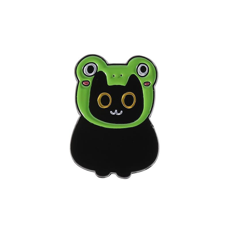 黒猫カエルさま　専用　ハンドメイド　イラスト　デコピンセット カメラストラップのワンポイントに!!】可愛い ピンバッジ 黒猫