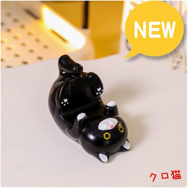レジン製 猫ちゃん スマートフォンスタンド 全2カラー トラ猫 三毛猫 