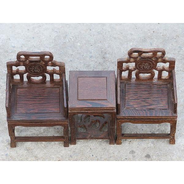ミニチュア 中国家具 鶏翅木 太師椅 3点セット シノワズリー : 亜細亜