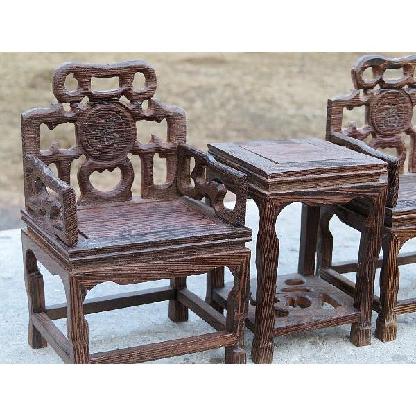 ミニチュア 中国家具 鶏翅木 太師椅 3点セット シノワズリー : 亜細亜