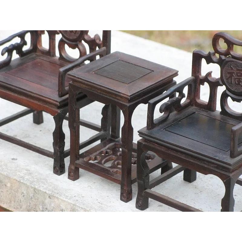 ミニチュア 中国家具 紫檀 太師椅 3点セット シノワズリー : 亜細亜茶
