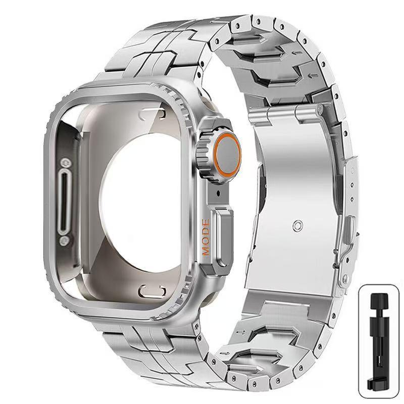 アップルウォッチ　メタルケース　シャイニーアリゲーターベルト Urban Coral（アーバンコーラル） レディース Apple Watch Case