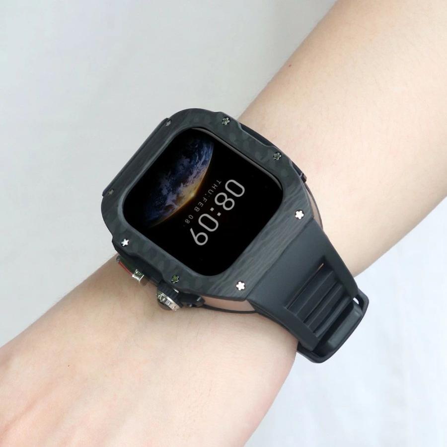 送料無料 apple watch s11一体型 バンド Apple Watch S10 炭素繊維バンド Apple watch 10 交換用バンド 46mm  Apple Watch S10 42mm  apple watch 11 炭素繊維一の画像