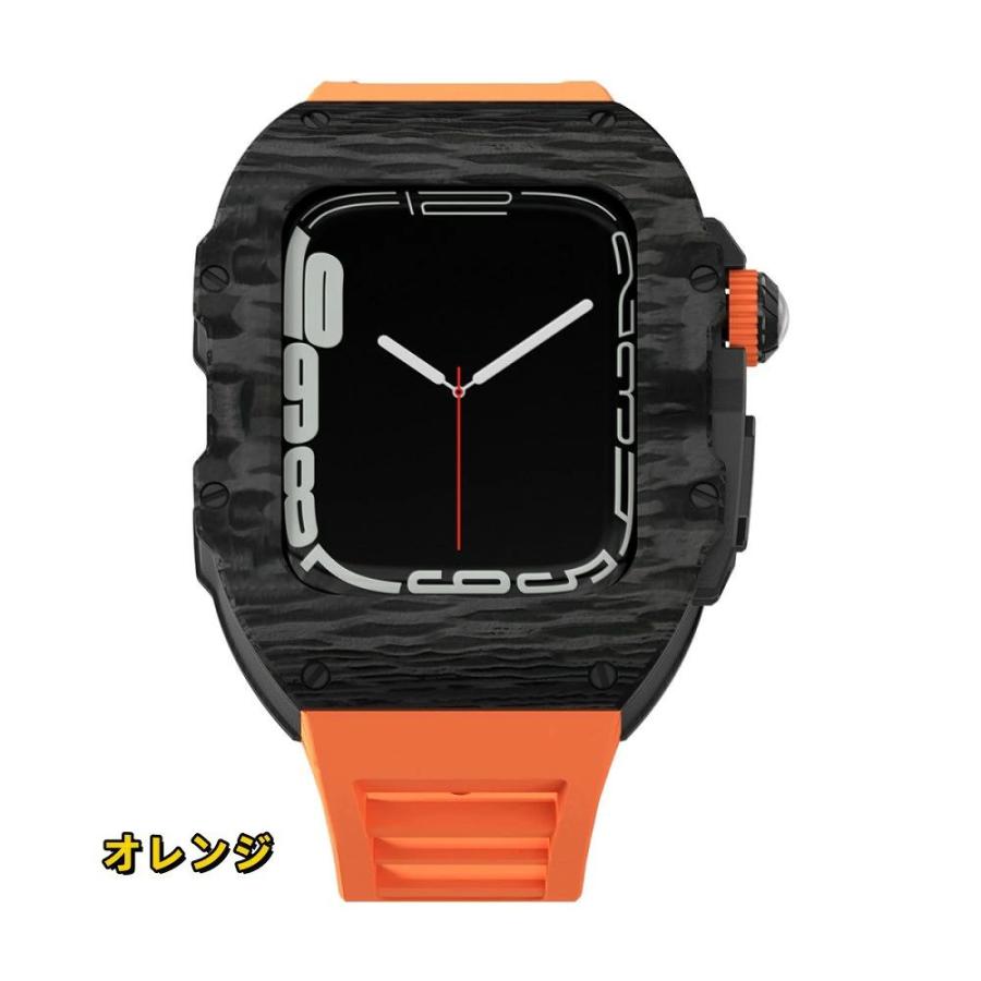 送料無料   Apple Watch Ultra 3  49mm  Apple Watch series 9 8 7 45mm 一体型 バンド   炭素繊維カバー  Apple Watch se 44mm バンド  一体型 交換用バンド Apの画像